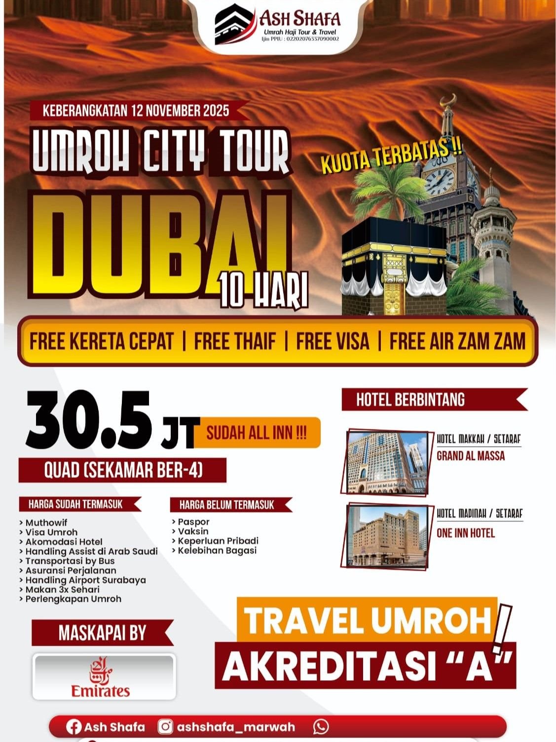 Paket Umroh Plus Dubai 10 Hari