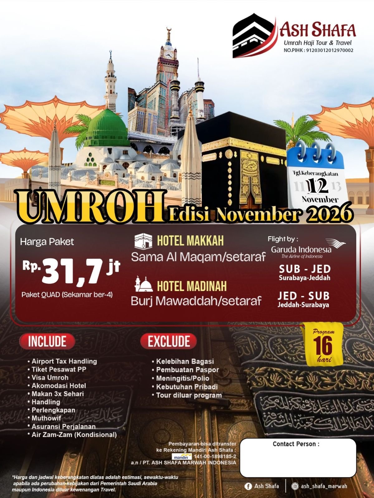 AKHIR TAHUN BULAN NOVEMBER 16 HARI 2026