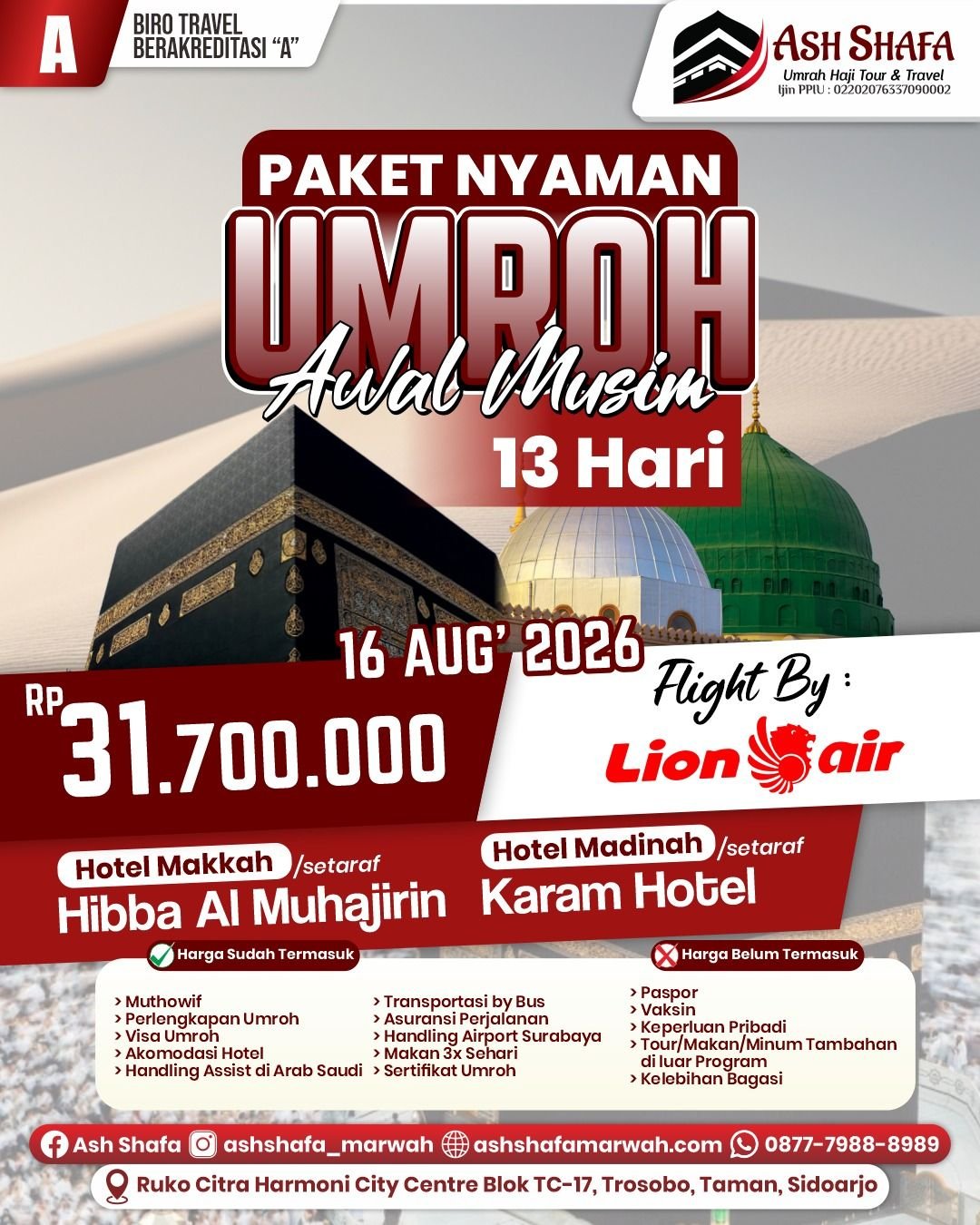 PAKET UMROH AWAL MUSIM PROGRAM 13 HARI BULAN AGUSTUS