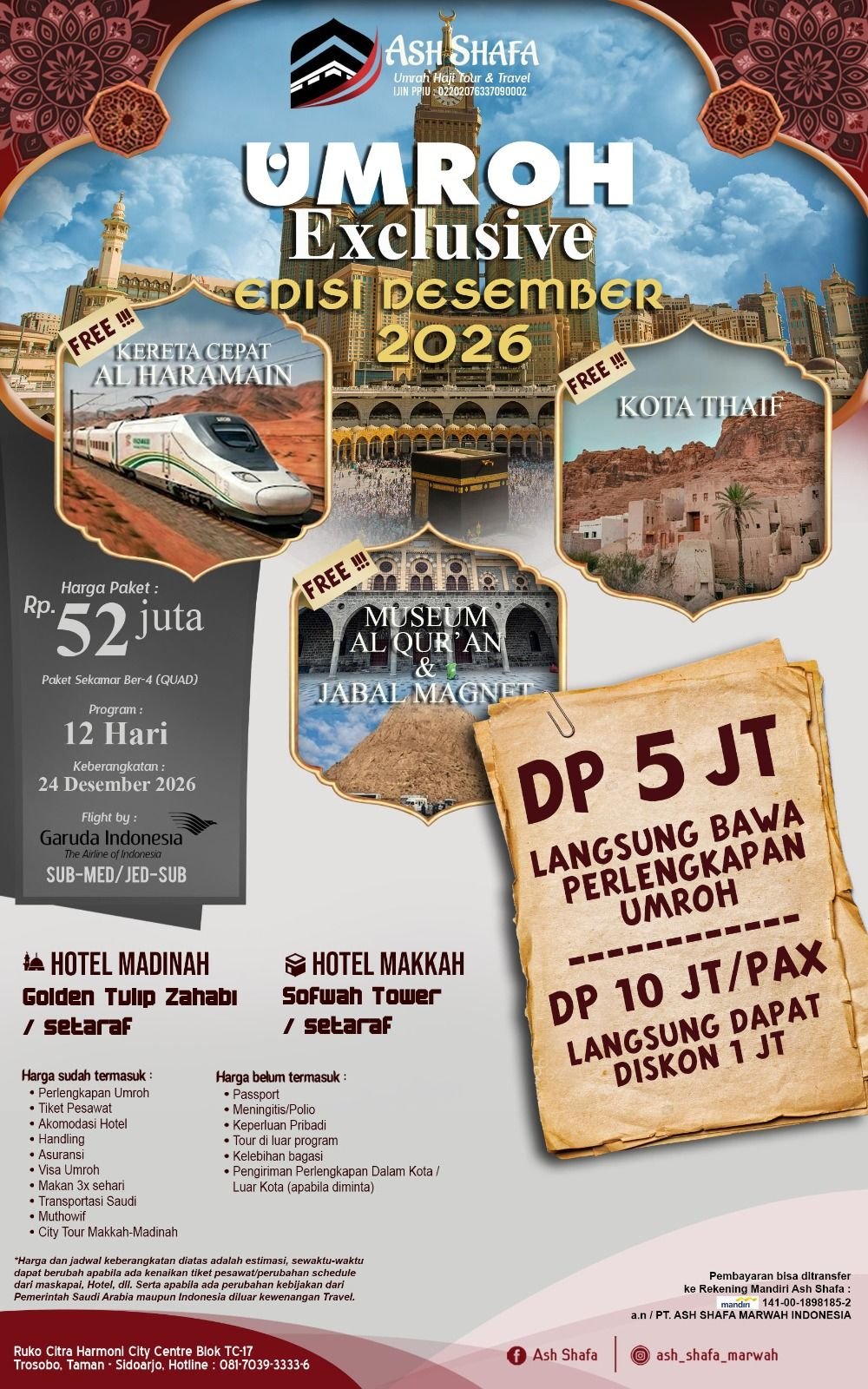UMROH EXCLUSIVE AKHIR TAHUN EDISI DESEMBER 12 HARI 2026