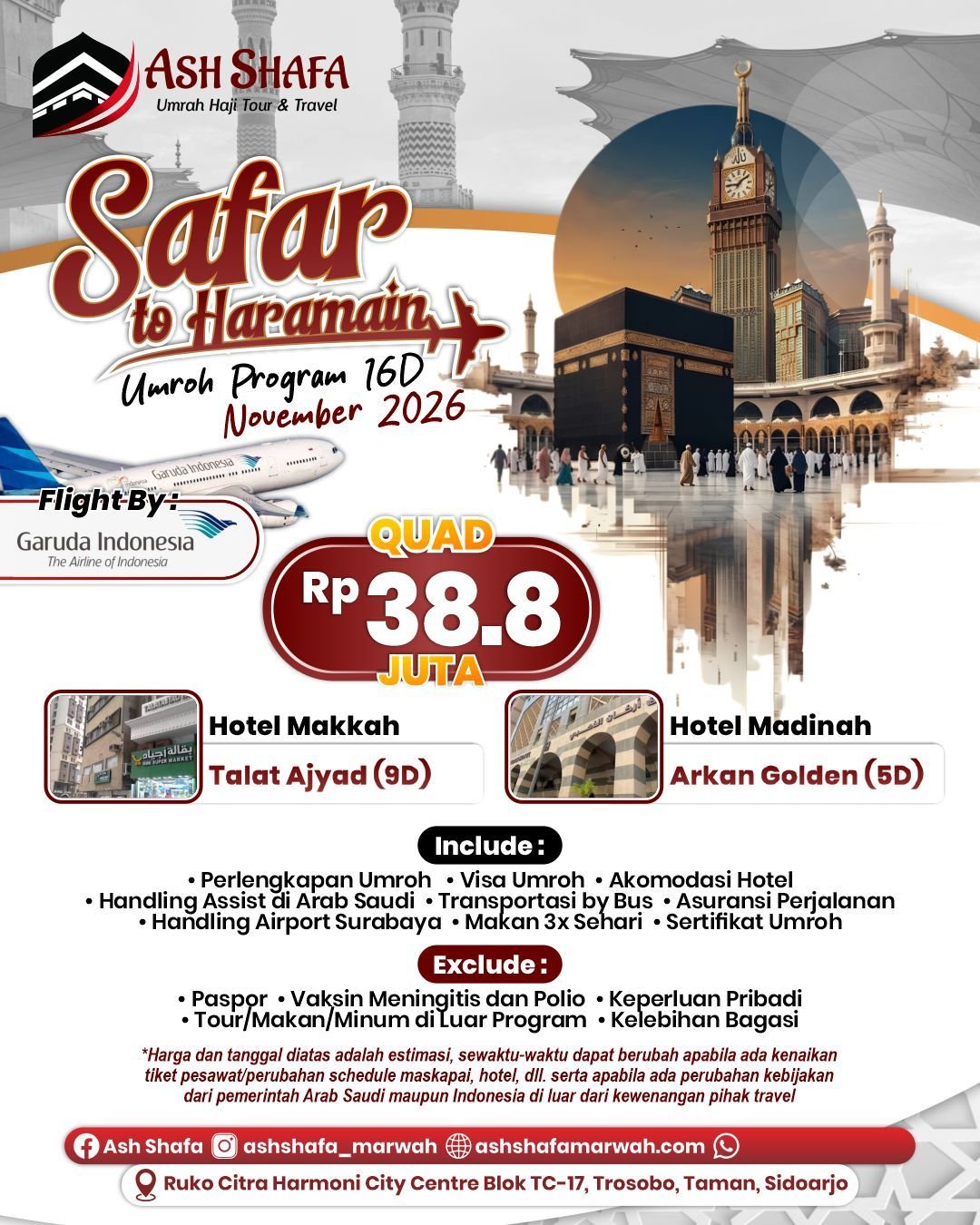UMROH AKHIR TAHUN NOVEMBER 2026 16 HARI